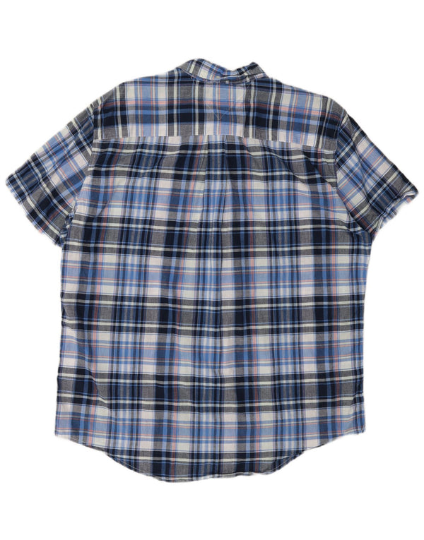 Tommy Hilfiger Mens Short Sleeve Regular Fit Shirt XL Blue Check Cotton