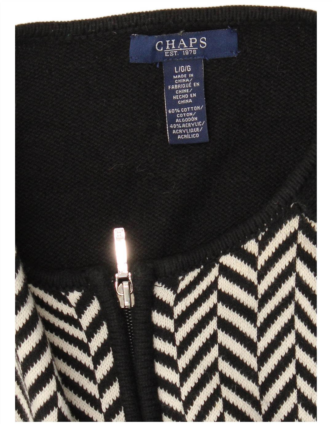 CHAPS Damen-Cardigan-Pullover UK 14 Große schwarze Fischgräten-Baumwolle