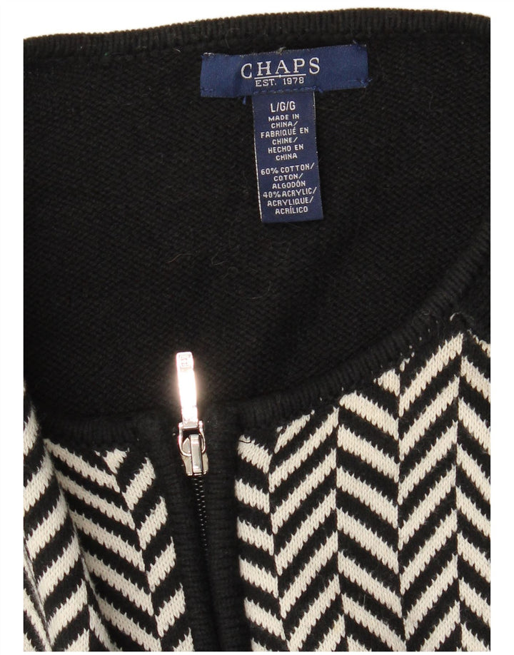 CHAPS Damen-Cardigan-Pullover UK 14 Große schwarze Fischgräten-Baumwolle
