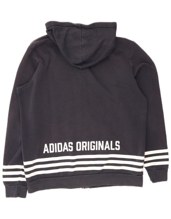Adidas Herren Kapuzenpullover mit grafischem Reißverschluss, groß, marineblau, Baumwolle