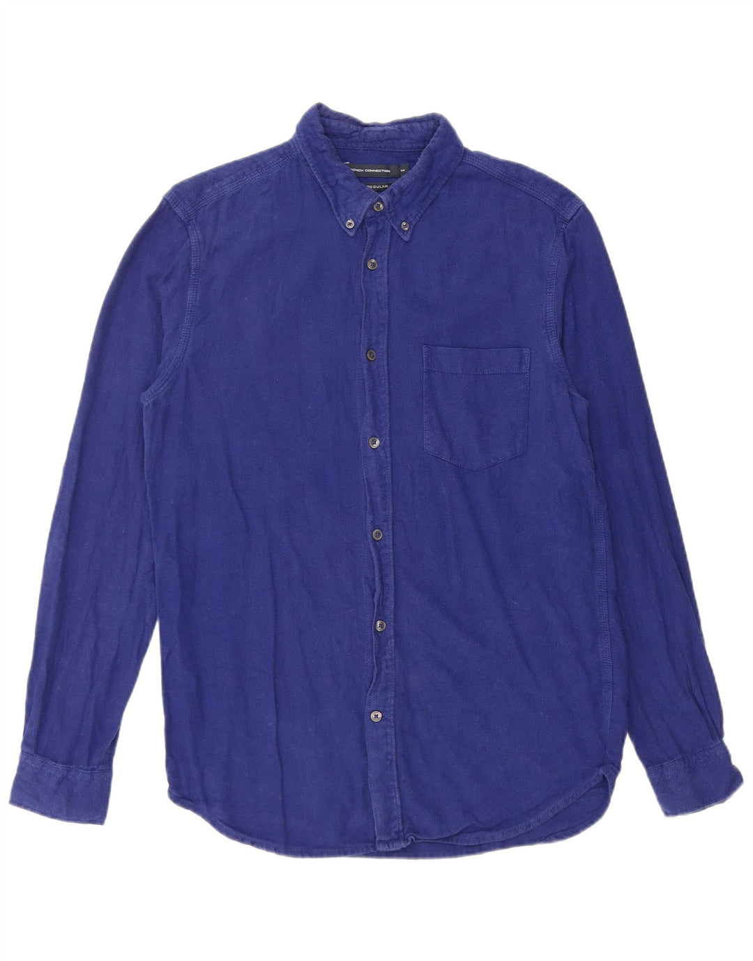 French Connection Herren-Flanellhemd mit normaler Passform, mittelblaue Baumwolle