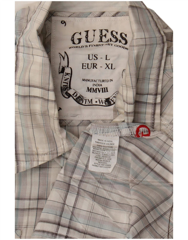 Guess Herrenhemd, groß, grau kariert, Baumwolle