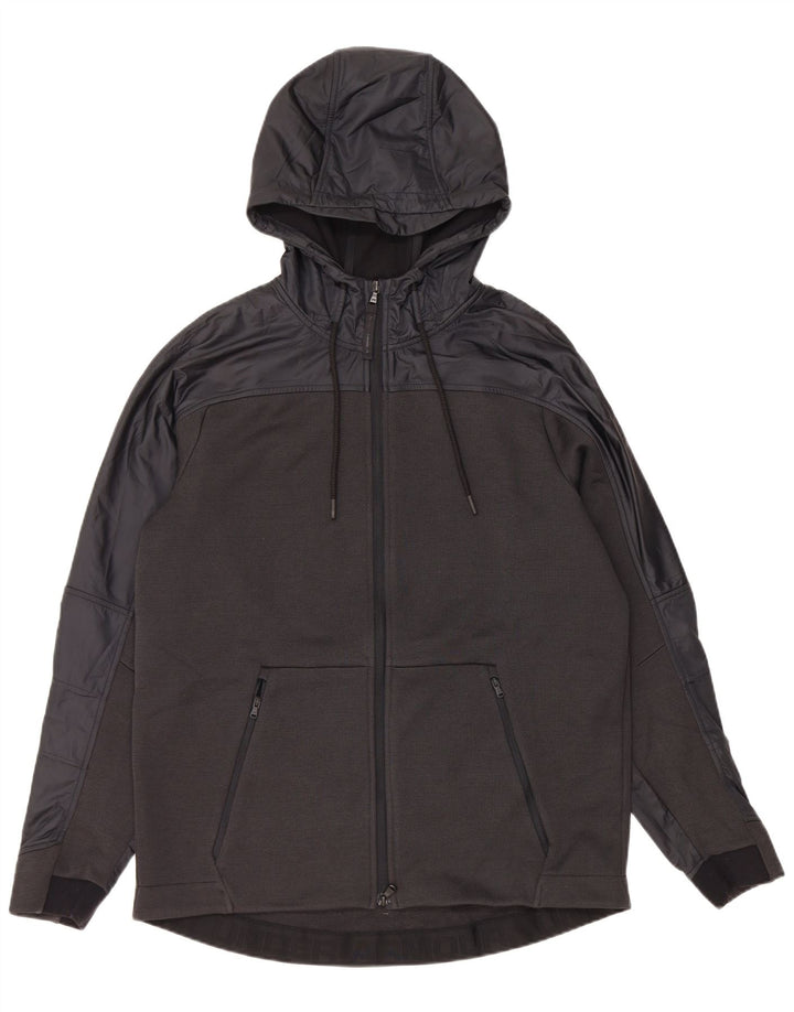 UNDER ARMOUR Mens Zip Hoodie Sweater Large Black Colourblock Polyester