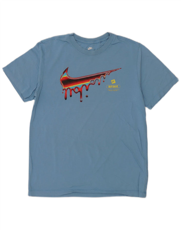 Nike Herren-T-Shirt mit Grafik, mittelblaue Baumwolle