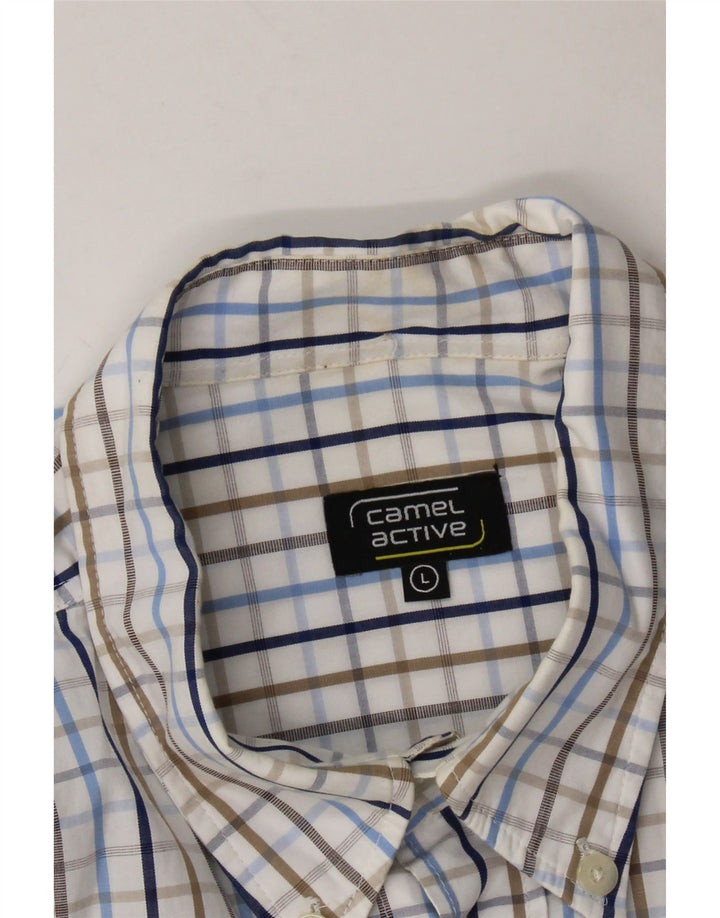 CAMEL ACTIVE Mens Shirt Large White Check Cotton