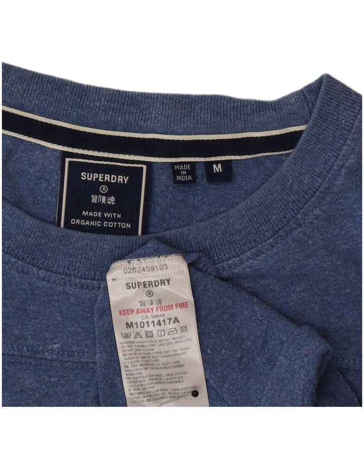 Superdry Herren T-Shirt-Oberteil aus mittelblau gefleckter Baumwolle