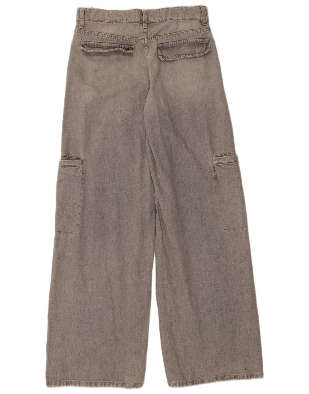 ZARA Damen Cargo-Jeans mit weitem Bein, EU 40, mittelgroß, W30, L34, graue Baumwolle