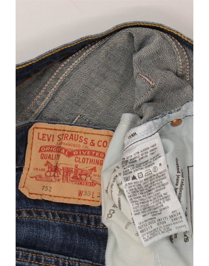 LEVI'S Mens 752 Distressed Straight Jeans W38 L30 Blue Cotton Vintage Levi's and Second-Hand Levi's from Messina Hembry 