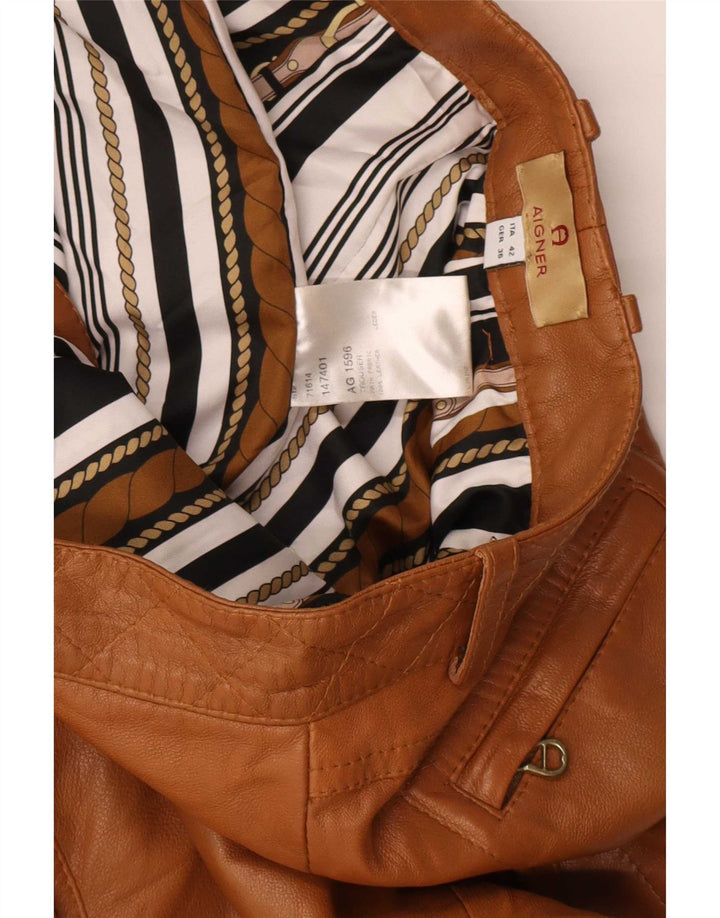 Aigner Damen Lederhose IT 42 Medium W29 L30 Beige