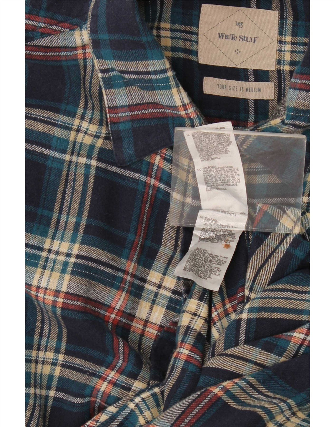 White Stuff Herren-Flanellhemd aus mittelblau karierter Baumwolle
