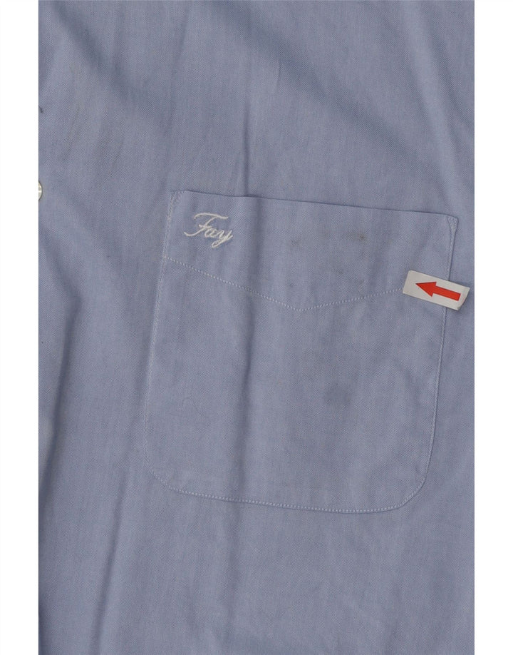 Fay Herrenhemd Größe 44 17 1/2 XL Blaue Baumwolle