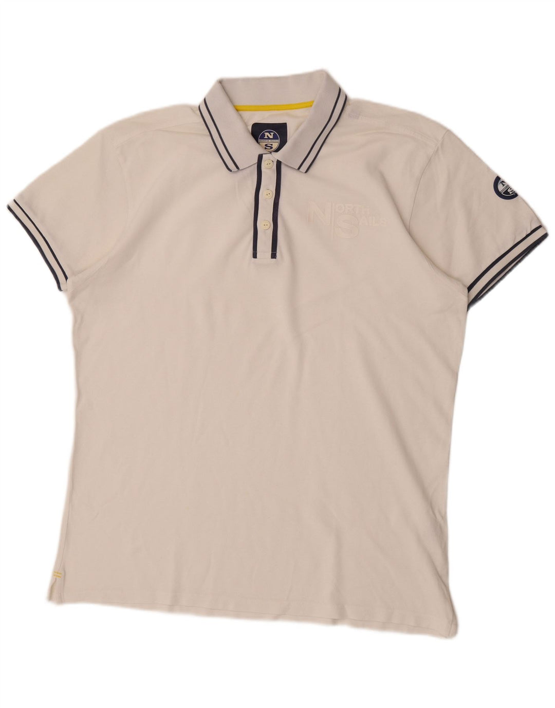North Sails Herren Poloshirt 2XL weiß gestreift aus Baumwolle