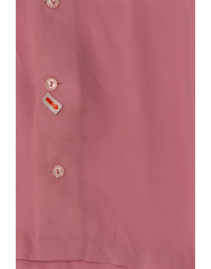 Vintage Damen LangarmBluse Top UK 12 Mittelrosa
