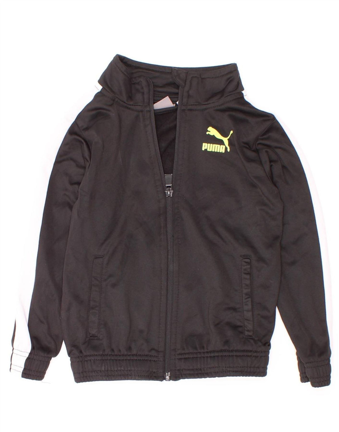 Puma Jungen-Trainingsanzug-Top-Jacke, 3–4 Jahre, schwarzes Farbblock-Polyester
