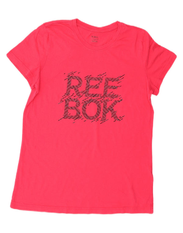 Reebok Damen Graphic T-Shirt Top UK 20/22 XL Rosa Baumwolle
