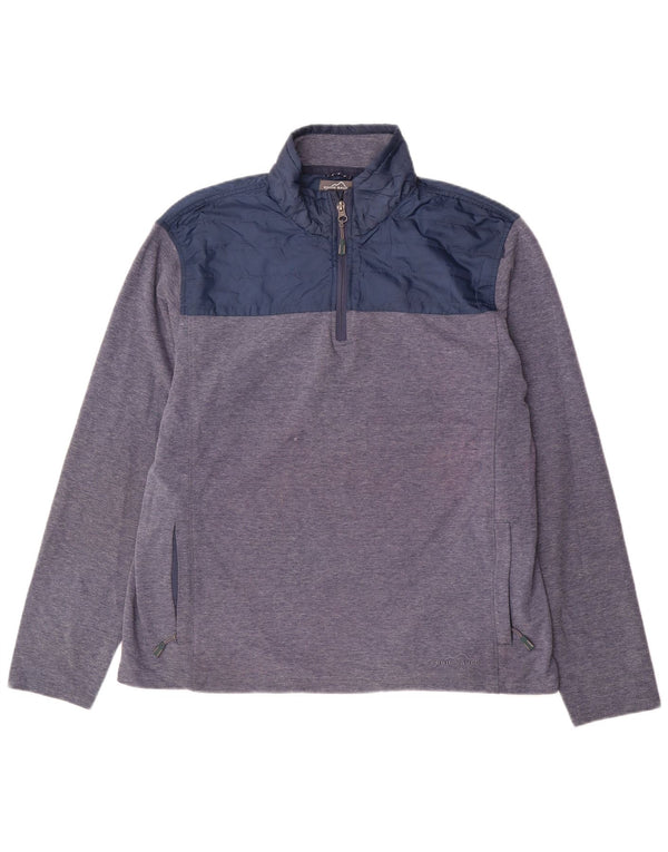 Eddie Bauer Herren-Sweatshirt mit Reißverschluss am Hals, groß, blau, Farbblock