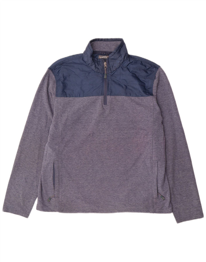 Eddie Bauer Herren-Sweatshirt mit Reißverschluss am Hals, groß, blau, Farbblock