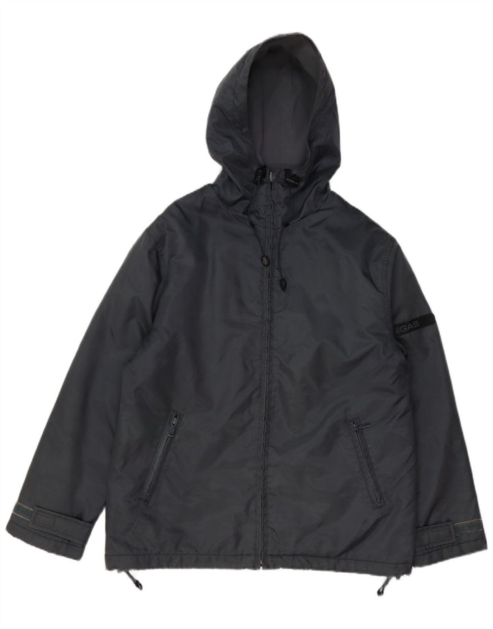 Gas Herren-Windbreakerjacke mit Kapuze, klein, grau, Polyester