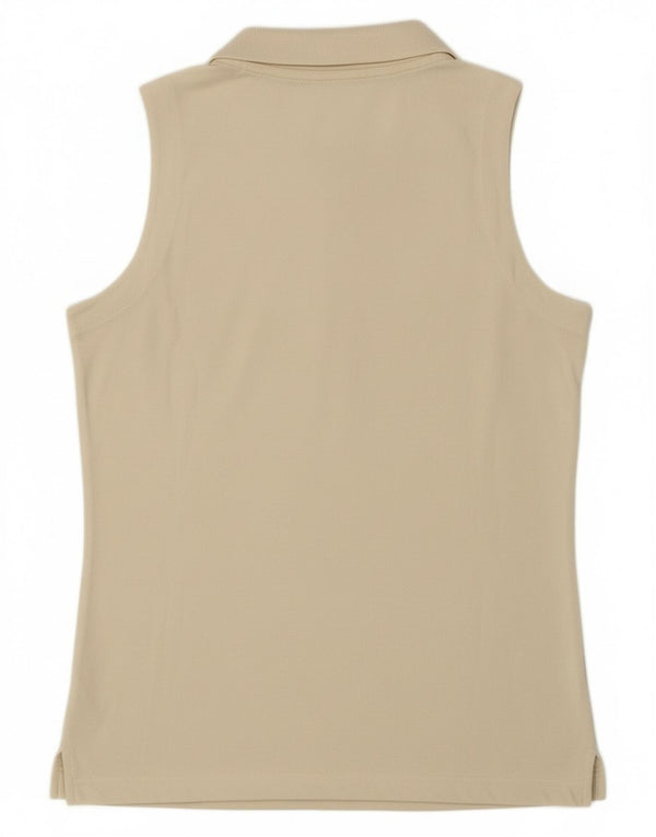 Asics Damen ärmelloses Poloshirt UK 10 Small Off White Baumwolle