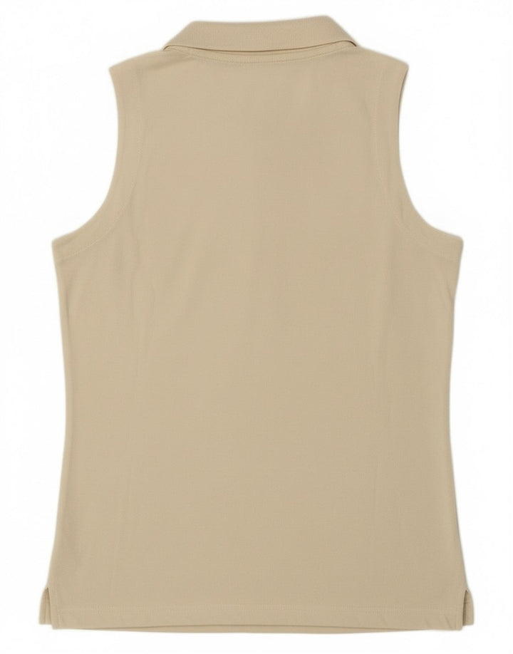 Asics Damen ärmelloses Poloshirt UK 10 Small Off White Baumwolle