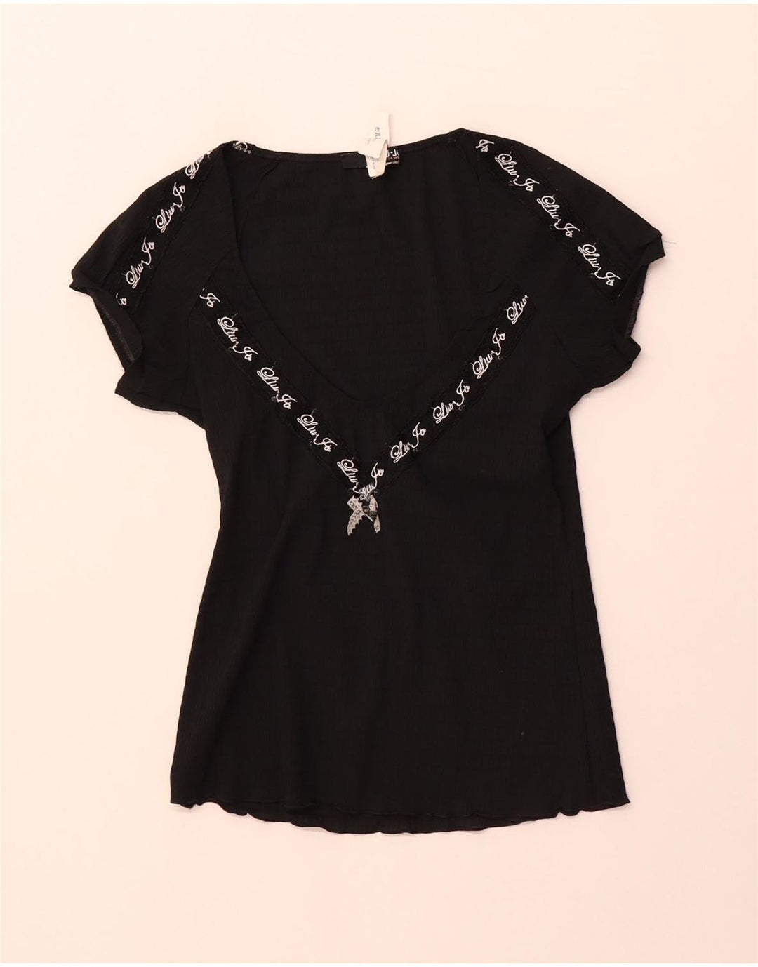 Liu Jo Damen-Blusenoberteil mit Grafik, UK 4, XS, Schwarz, Polyester