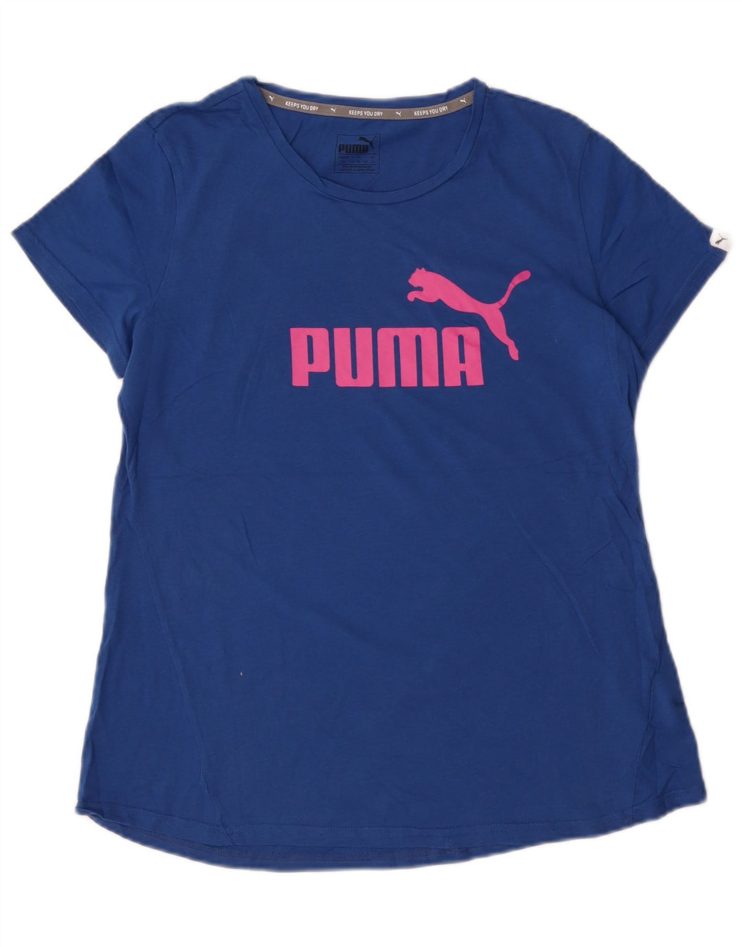 Puma Damen Graphic T-Shirt Top UK 14 Mittelblaue Baumwolle