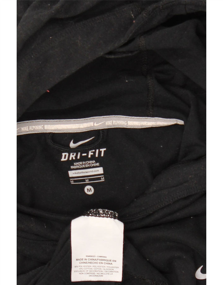 NIKE Damen Dri Fit Kapuzenoberteil Langarm UK 14 Medium Schwarz Polyester