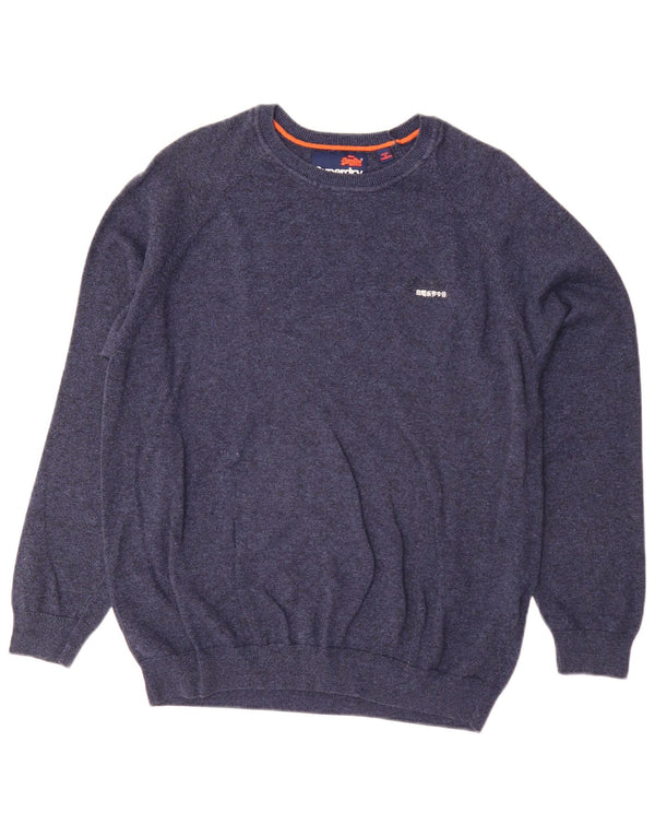 Superdry Herren-Pullover mit U-Boot-Ausschnitt, 2XL, Marineblau, Baumwolle