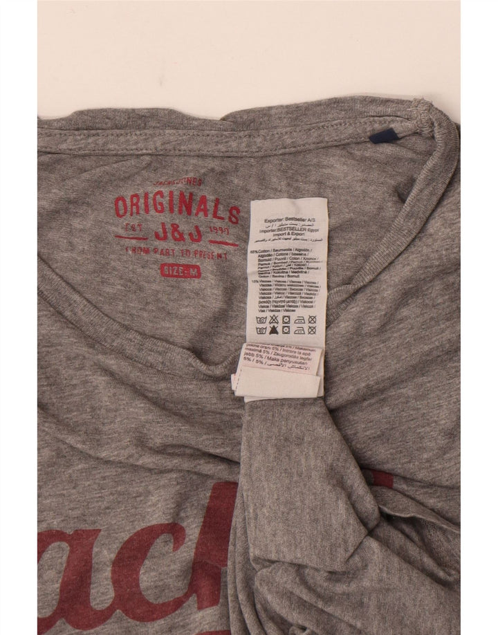 Jack & Jones Herren-T-Shirt mit Grafik, mittelgrau gesprenkelte Baumwolle