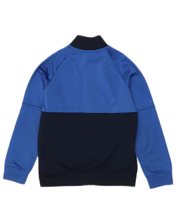 Adidas Jungen-Trainingsanzug-Top-Jacke, 7–8 Jahre, blaues Farbblock-Polyester