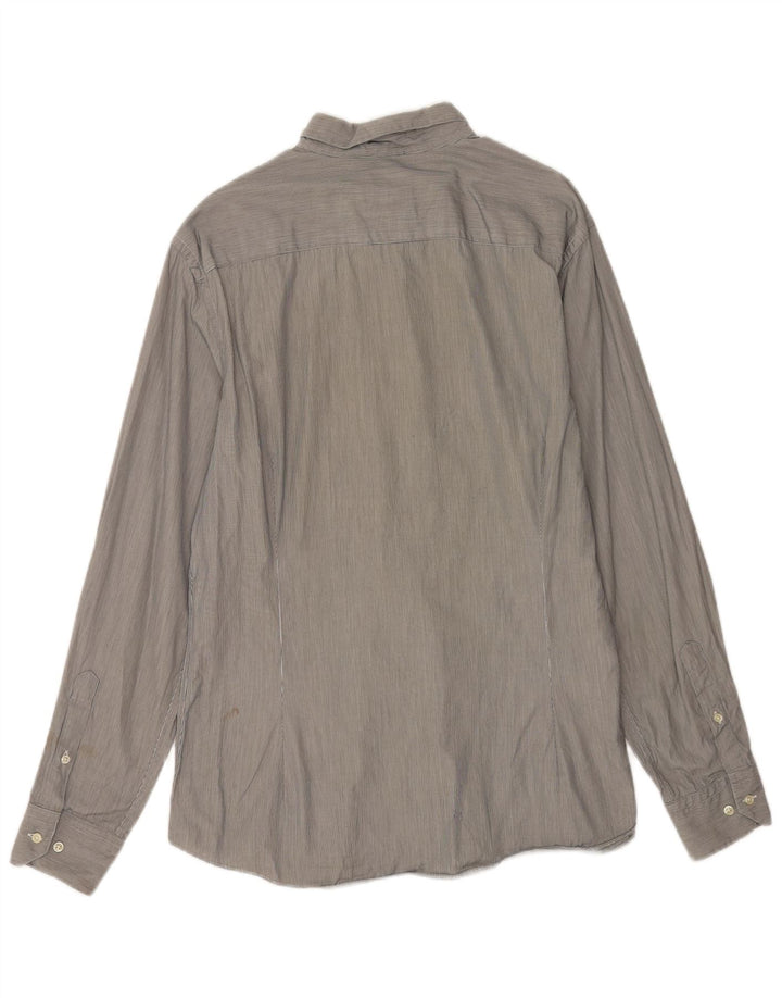 Massimo Dutti Herren Slim Fit Hemd XL grau gestreift aus Baumwolle