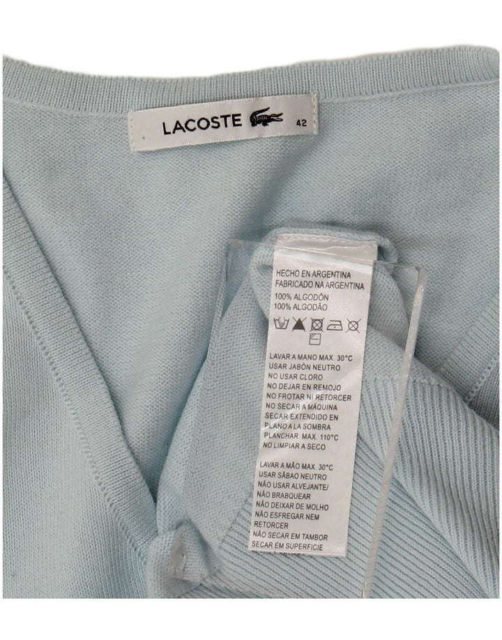 Lacoste Damen-Pullover mit V-Ausschnitt, Größe 42, große blaue Baumwolle