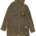 Desigual Womens Military Graphic Parka Jacke EU 38 Mittelgrün geblümt