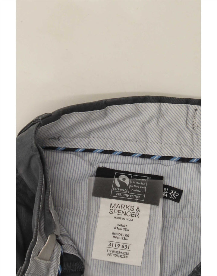 Gerade Herren-Anzughose von Marks & Spencer, W32, L33, graue Baumwolle
