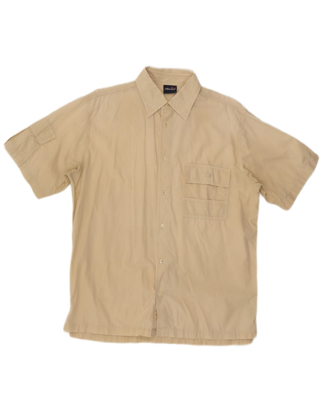Ellesse Herren-Kurzarmhemd, groß, beige Baumwolle