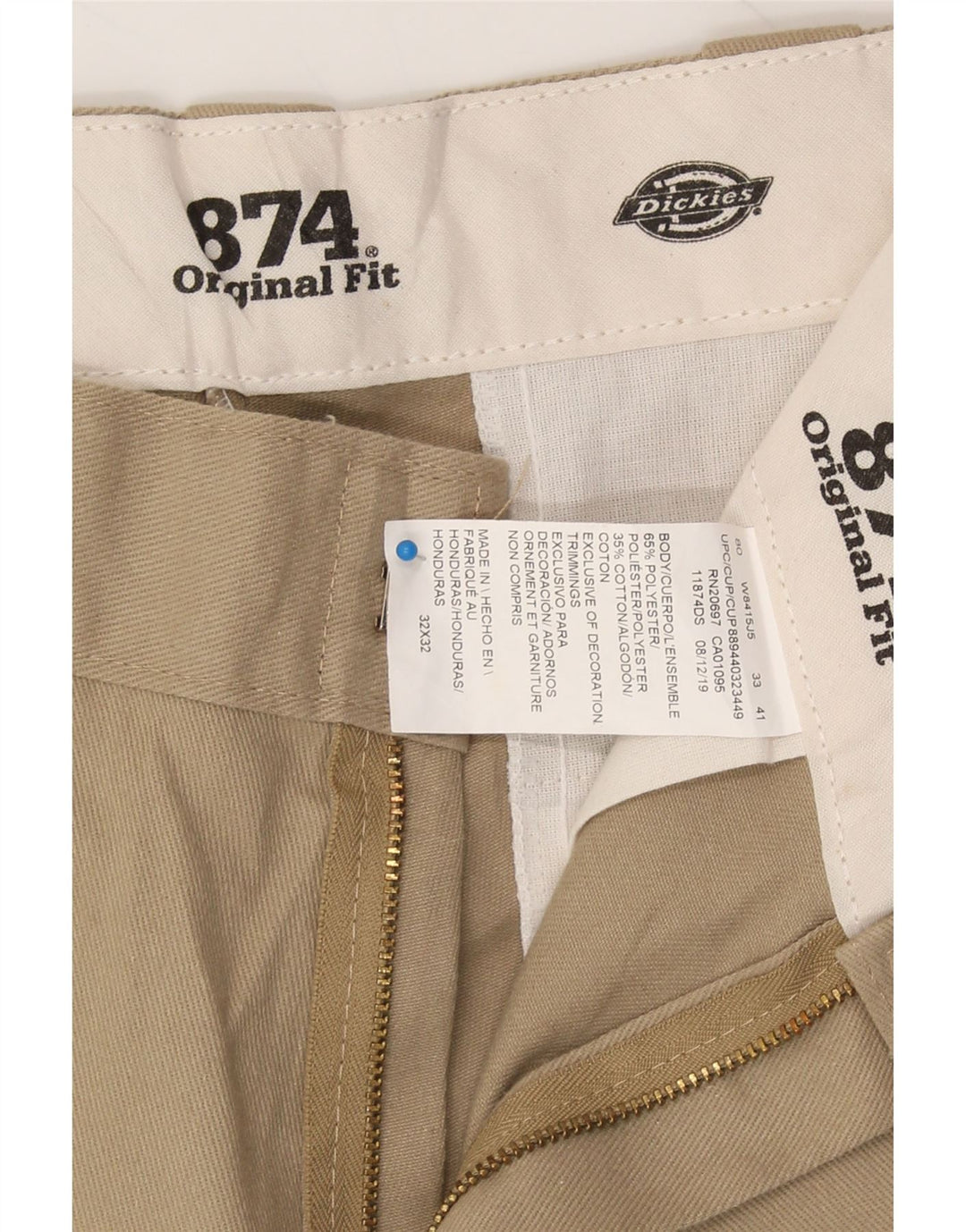 DICKIES Womens 874 Original Fit Chino Shorts W32 Large  Beige Polyester Vintage Dickies and Second-Hand Dickies from Messina Hembry 