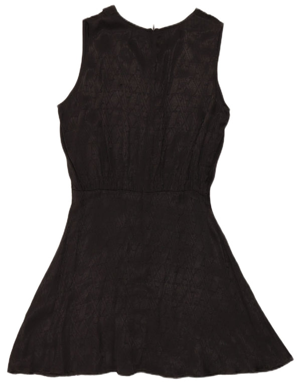 ARMANI EXCHANGE Damen Grafisches ärmelloses A-Linien-Kleid US 6 Medium Schwarz