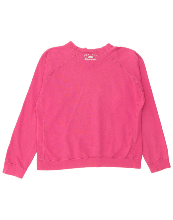 CHAMPION Damen Grafik-Sweatshirt-Pullover UK 16 Large Rosa Baumwolle
