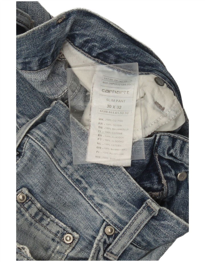 CARHARTT Herren Slim Jeans W30 L32 Blaue Baumwolle