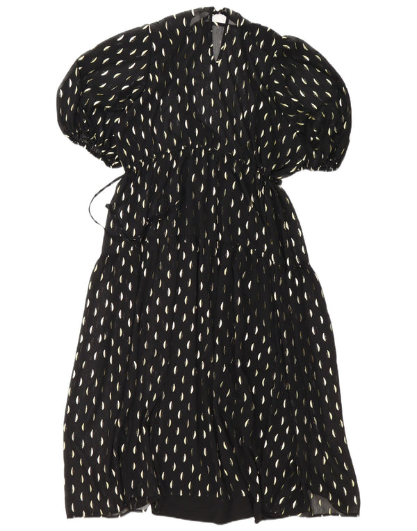 H&M Damen Maxikleid UK 14 Mittelschwarz gepunktetes Polyester