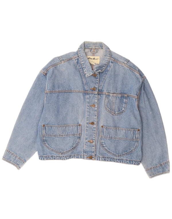 EDDIE BAUER Damen Übergroße Jeansjacke UK 14 Mittelblaue Baumwolle