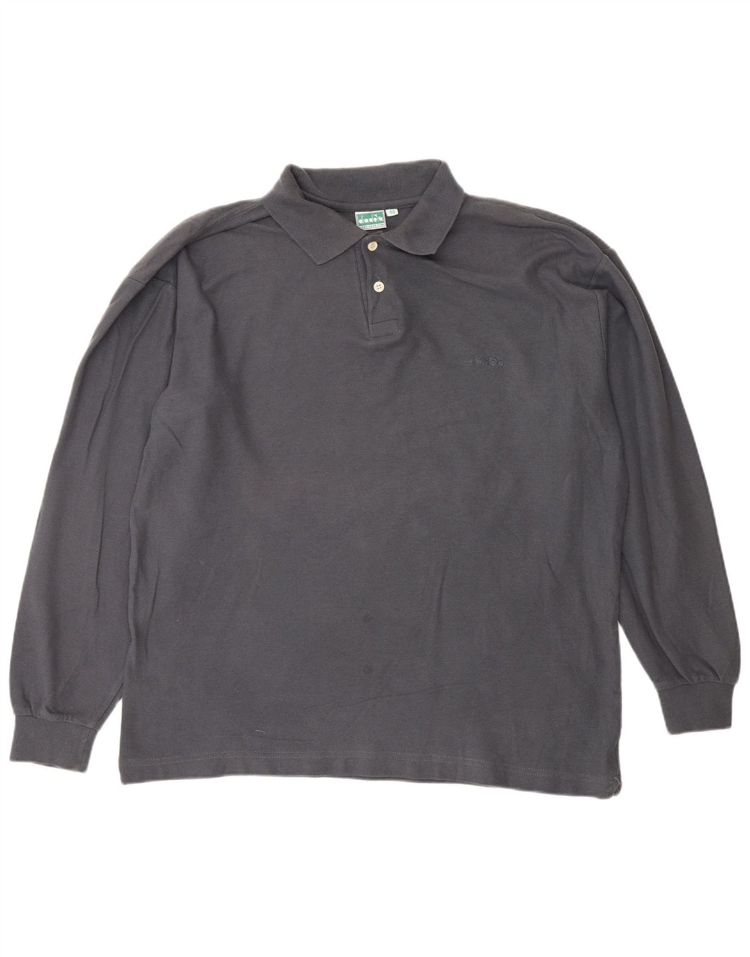 DIADORA Herren-Langarm-Poloshirt IT 48 Mittelgraue Baumwolle
