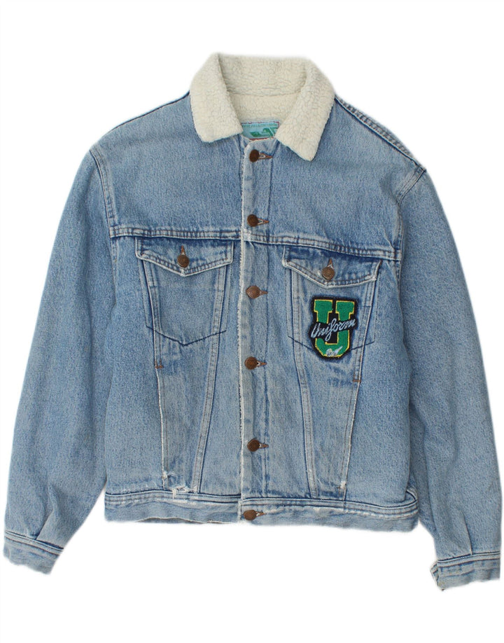 Uniform Herren Graphic Denim Sherpa Jacke UK 36 Small Blue