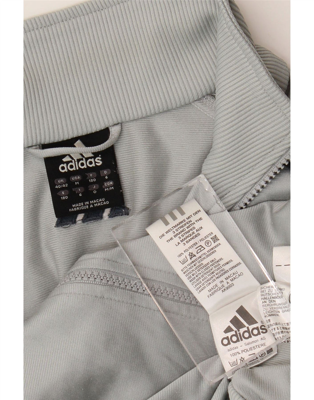 Adidas Herren Loose Fit Trainingsanzug Top Jacke UK 40/42 Mittelgraues Polyester