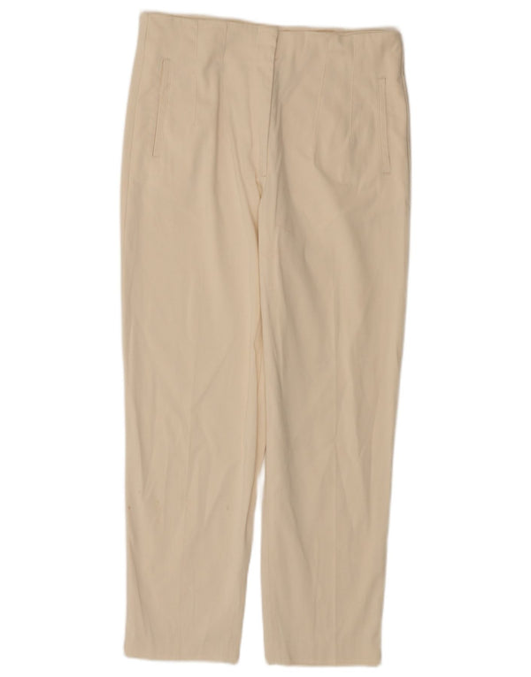 Massimo Dutti Womens Cropped Trousers EU 42 Large W30 L25 White