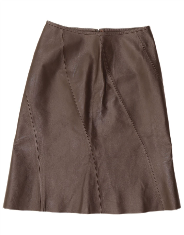 VINTAGE Damen Lederrock UK 12 Medium W28 Braunes Leder