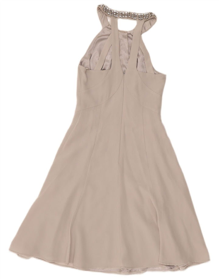 Monsoon Damen Neckholder-Kleid UK 6 XS Graues Acetat