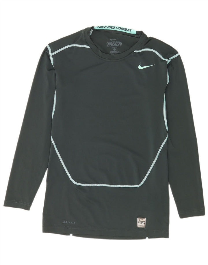Nike Herren Dri Fit Graphic Top Langarm Großes grünes Polyester