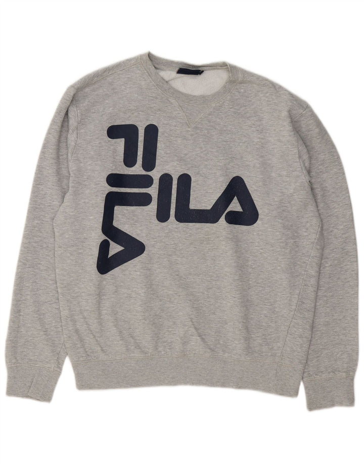 Fila Herren-Sweatshirt mit Grafik, groß, grau gesprenkelte Baumwolle