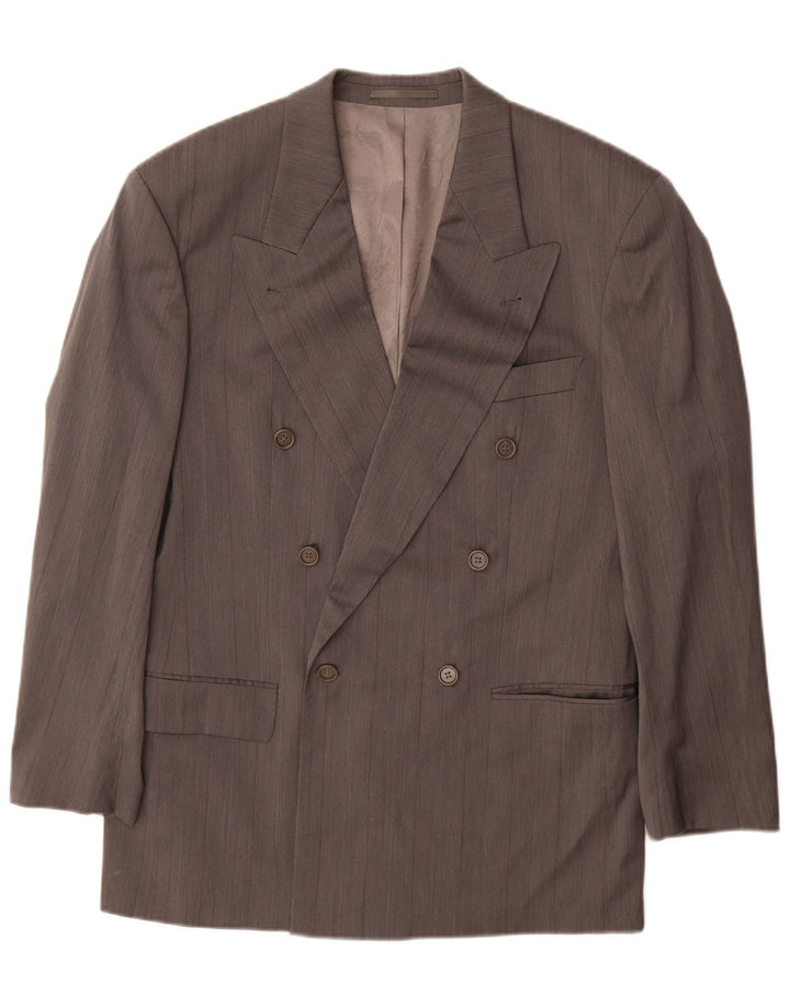 Hugo Boss Herren-Blazer, zweireihig, IT 50, große grau gestreifte Wolle